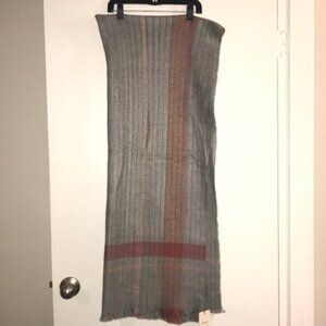 🩶✨ Gray Wrap Scarf with Fringe Trim & Stripe Accent | A New Day  NWT ✨🩶